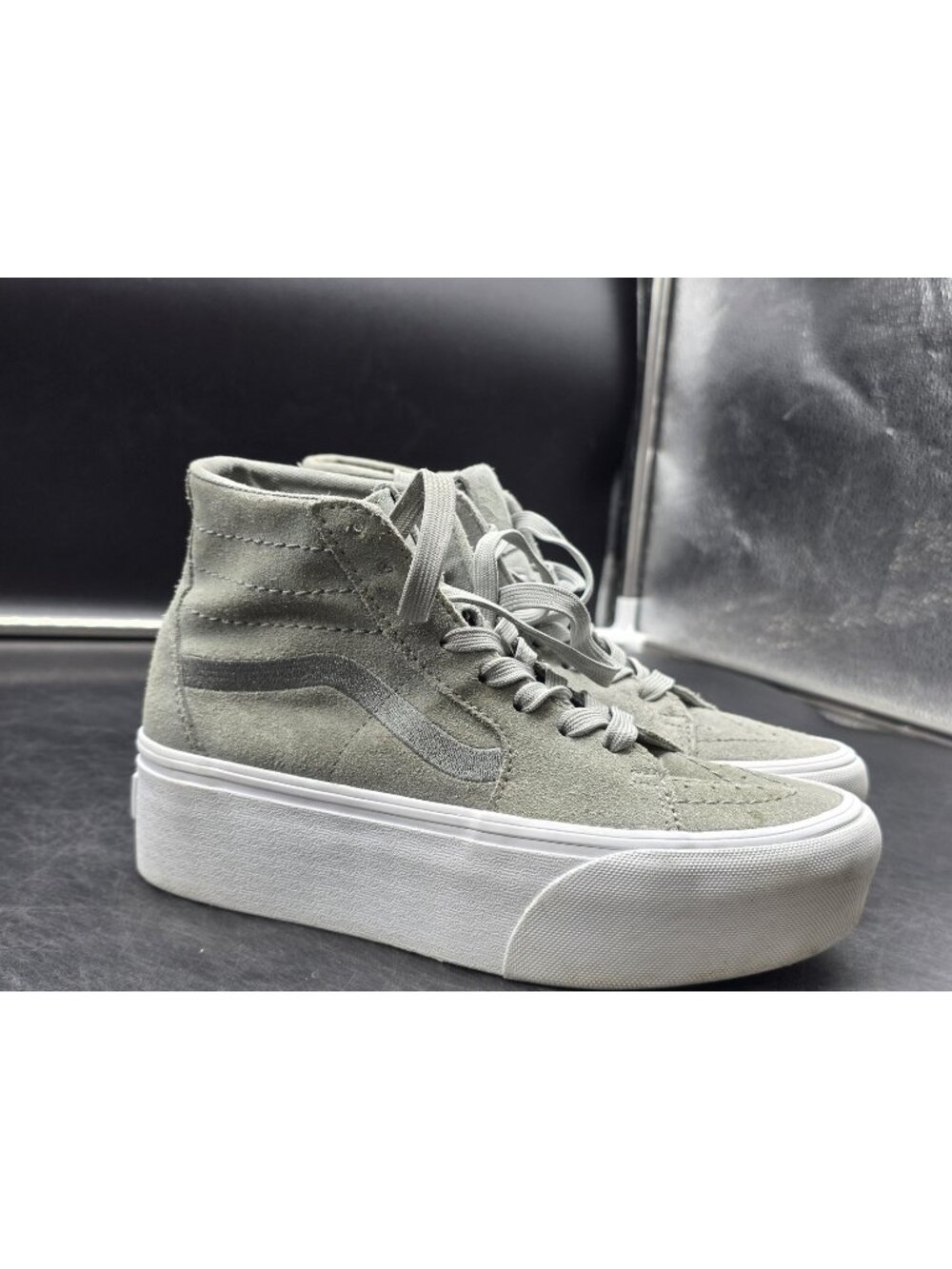 Vans Sk8-Hi Platform Shoes Womens Size 5 Gray High Top Sneakers Stained 721356
